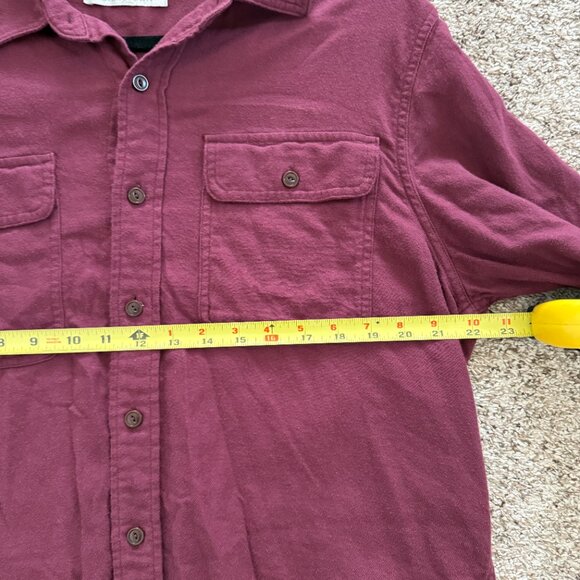Outerknown Dillon Two Pocket Flannel Shirt Long Sleeve Red Maroon Large - Picture 14 of 15